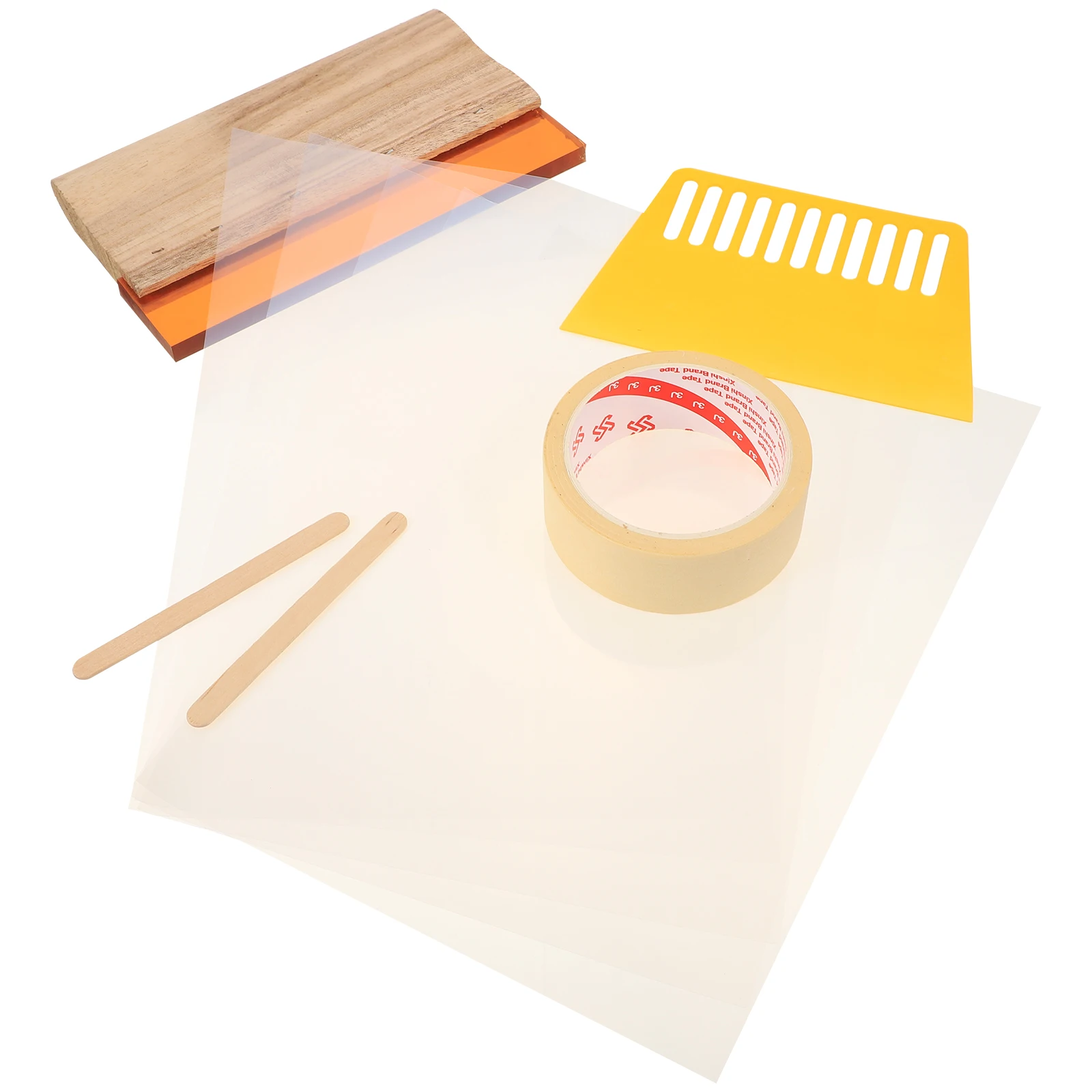 Squeegee Durable Mesh Kit Crafts Textured Paper Wear resistant Board Home Use Wooden Ink Scraper Tool