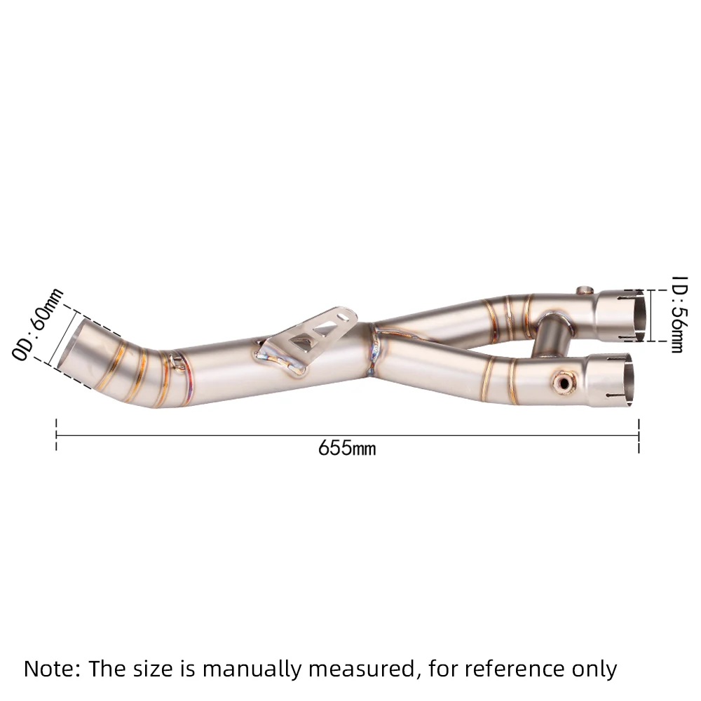 High - Efficiency Titanium Motorcycle Escape Exhaust Middle Link Pipe Fits 60mm Muffler For R1 MT10 Mt-10 2015 - 2021
