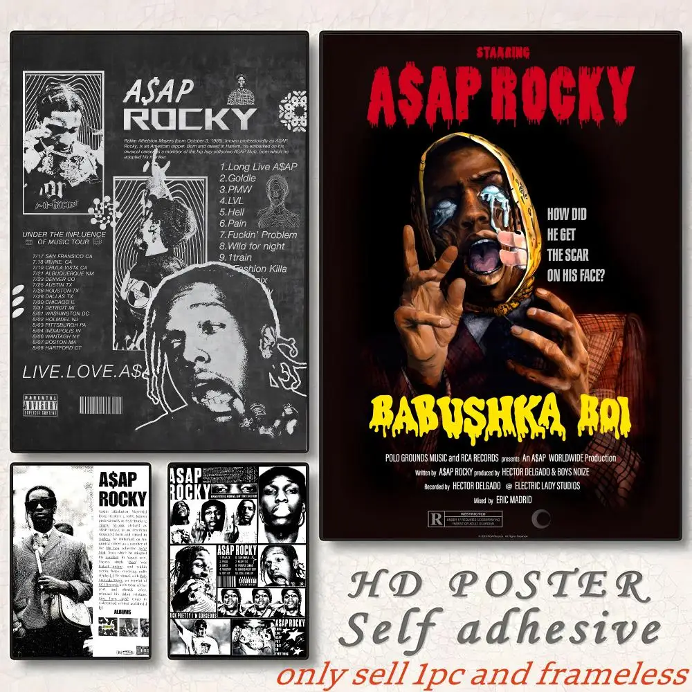 Rapping Rock A-A$AP A-ASAP Rocky Poster Self-adhesive Painting with prints Home bedroom living room decoration