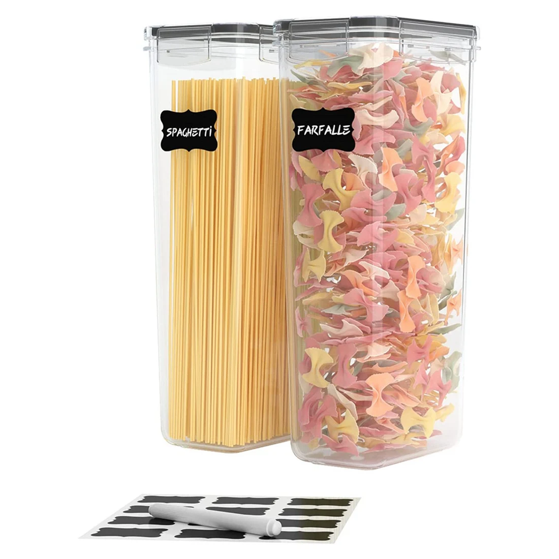 Airtight Tall Food Storage Container Set,2Pcs 2.8L Spaghetti Containers for Pantry Organization and Storage