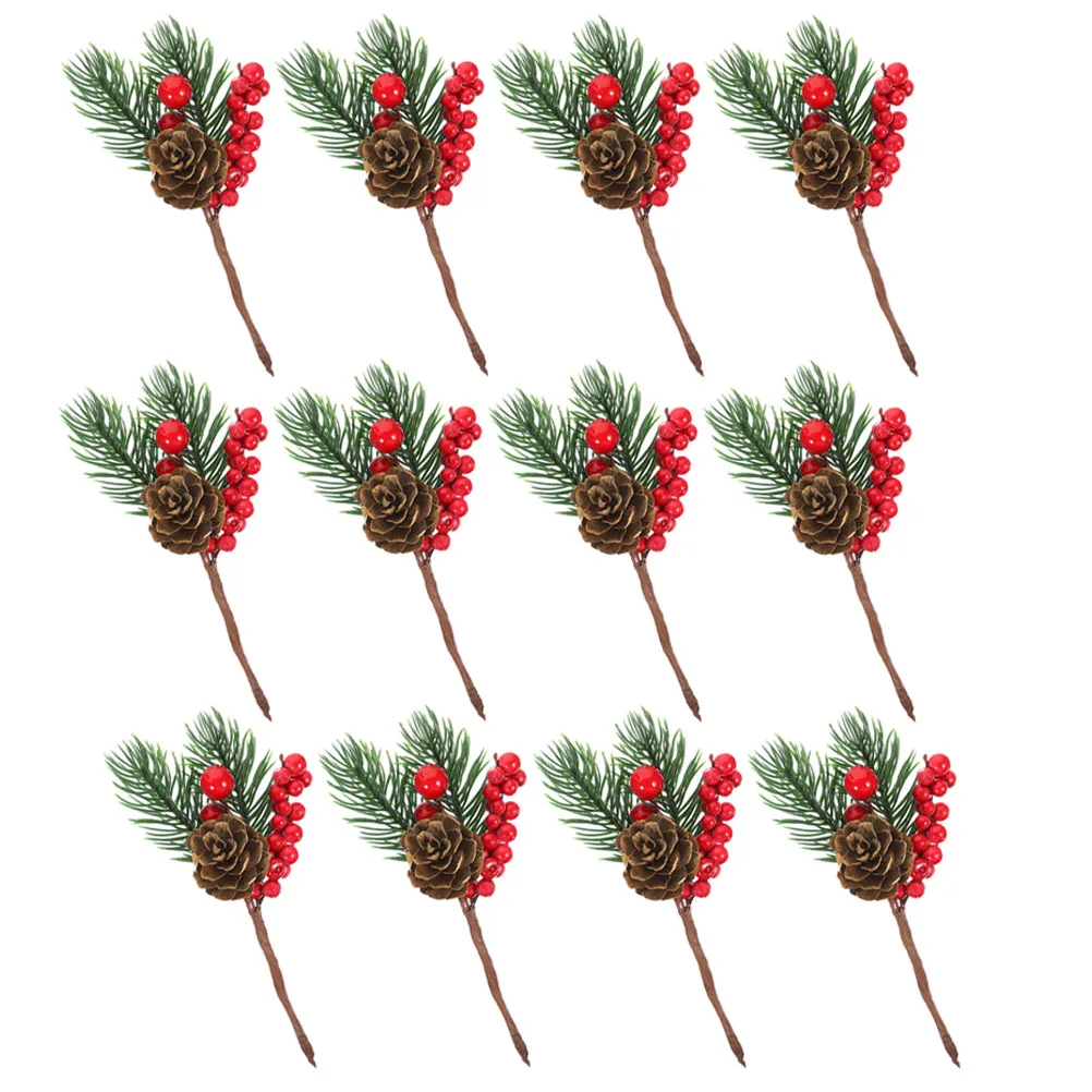 

12Pcs Fake Berry Branches for Xmas Simulated Red Berry Branch Christmas Flower Picks Festive Atmosphere Christmas Flower Picks