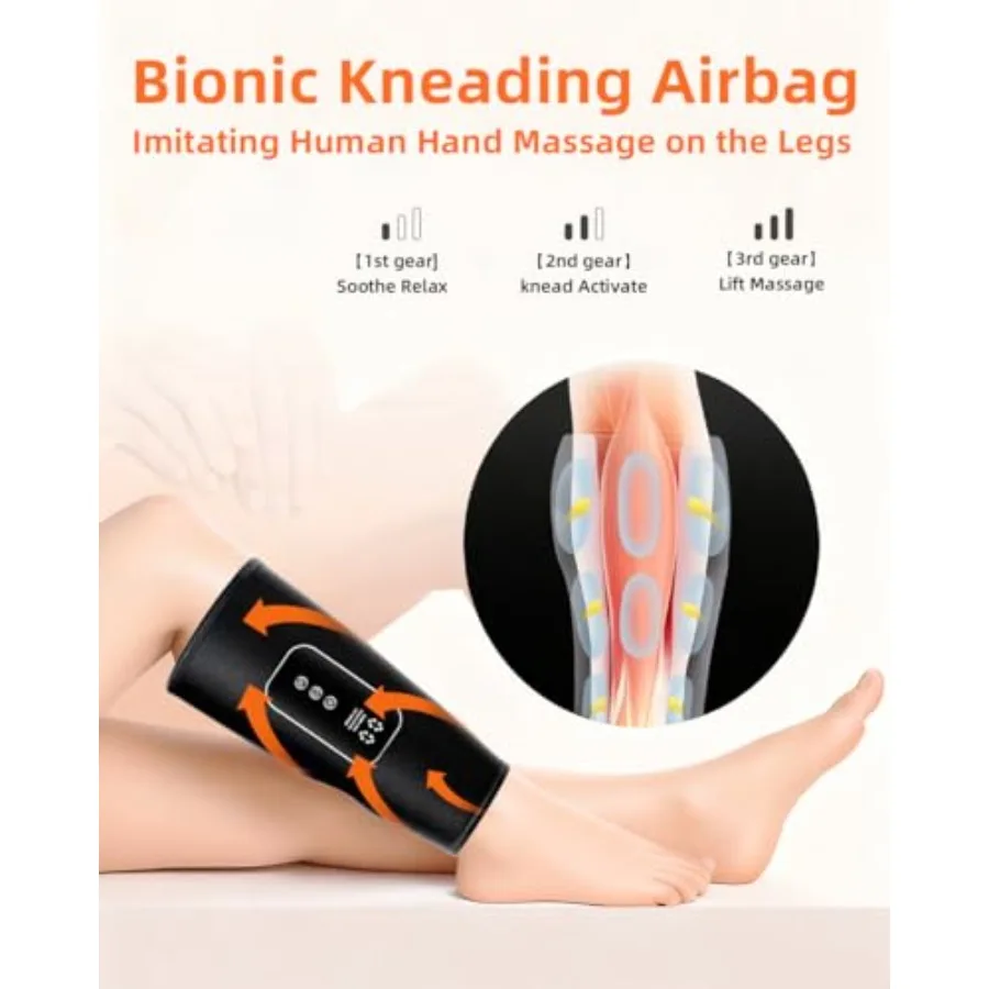Massaggiatore per gambe per recupero post-allenamento e rilassamento quotidiano Massaggiatore per polpacci con funzione di calore in 3 modalità e 3 livelli di intensità A
