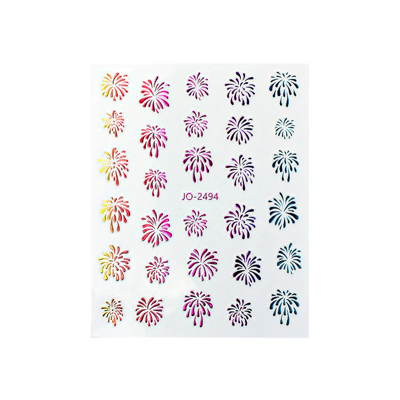 Colorful Fireworks Rainbow Nail Stickers Laser Gold and Silver Internet Red New Year Celebration Nail Decoration Stickers