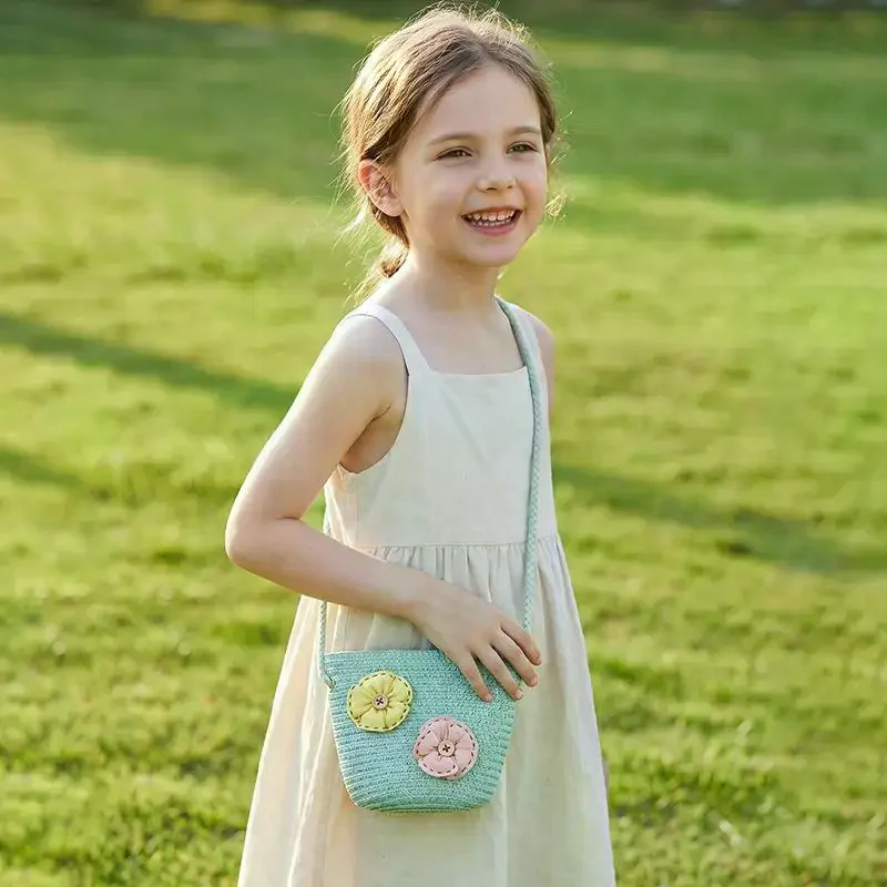 Mini Fashion Handmade Girls Summer Children Weaving Bag Shoulder Bag Handbags Straw