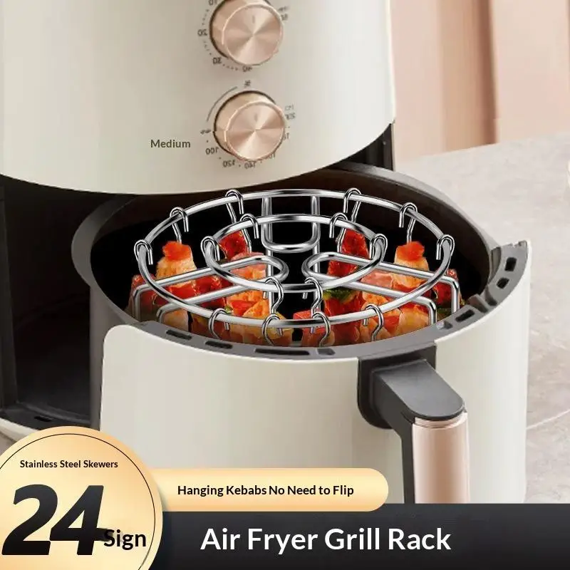 Stainless Steel Vertical Grill Rack Detachable String Grill Vertical Barbecue Skewer Bracket 24/48 Skewer Holder