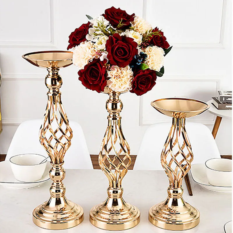 

Metal Candle Holders Wedding Centerpiece Flowers Vases Flower Candlestick Table Wedding Candle Stand Valentine Party Decoration