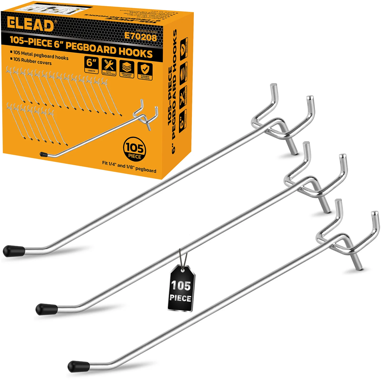 105PC Six Hole Board Hooks, Storage Auto Repair Tools, Hanging Board Storage Accessories, A Full Set