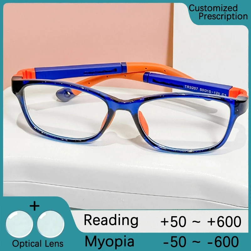 Kinder-Myopie-Brille, verschreibungspflichtige optische Brille für Jungen und Mädchen, Anti-Blaulicht-TR90-Silikon, flexibler Brillenrahmen für Kinder