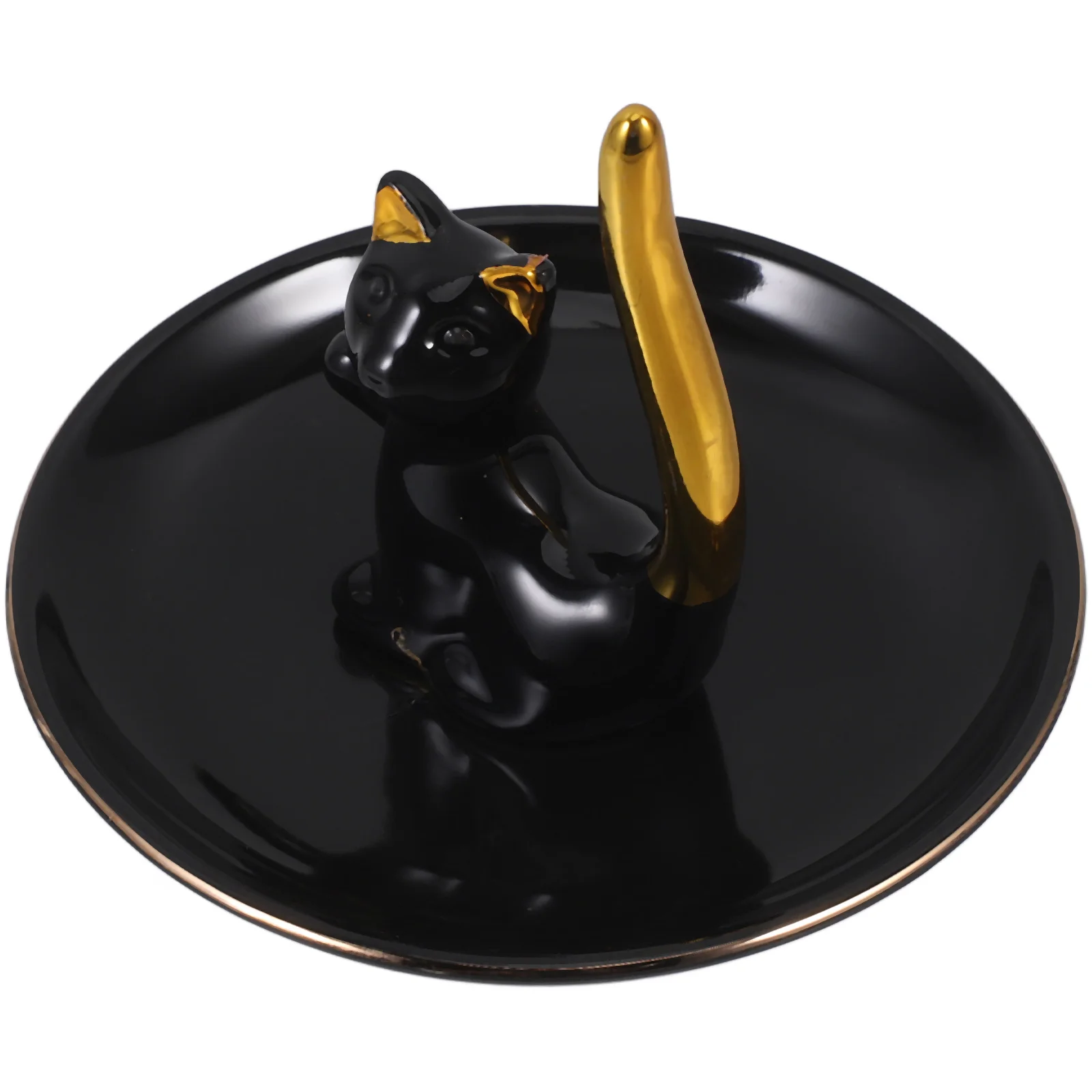 Ceramic Jewelry Tray Cute Cat Design Smooth Edges Storage For Rings Keys Trinkets Decorative Plate Organizer Dish