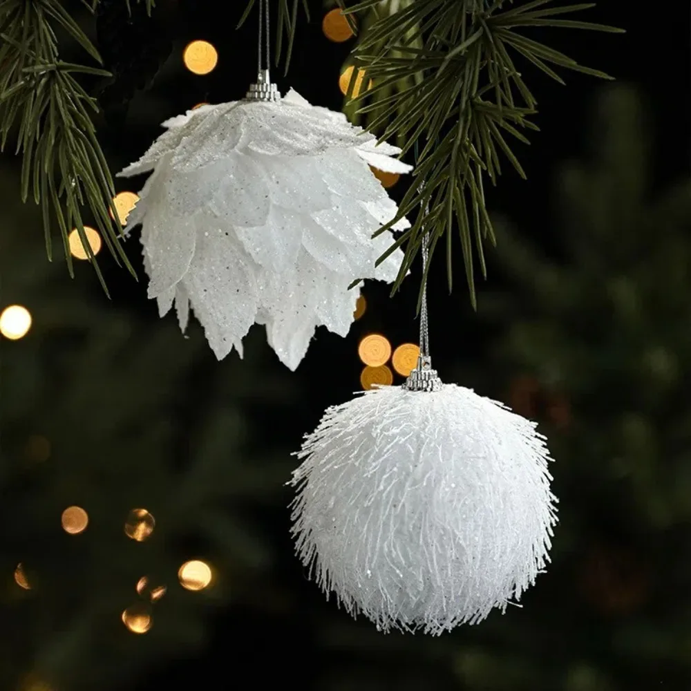 Boule de Noël en mousse de pétale blanc, décoration d'arbre de Noël, ornement pour la maison, joyeux Noël, fête, neige, Ik