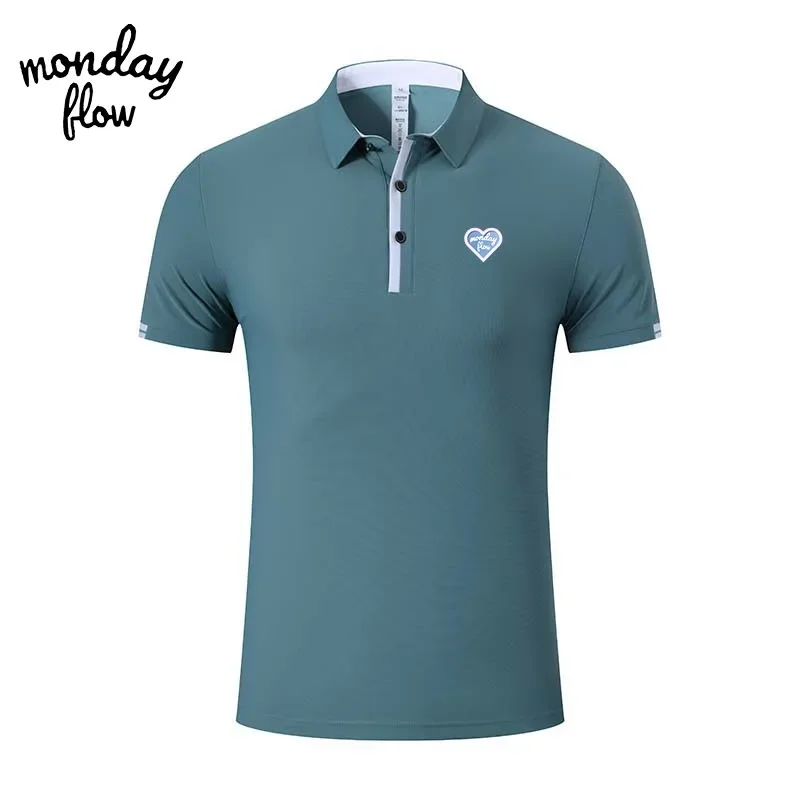 

Monday Flow Summer Men Golf T-shirt Outdoor Sweat Wicking Polo Shirts Short Sleeve Quick-dry Moisture Absorption Golf Wear