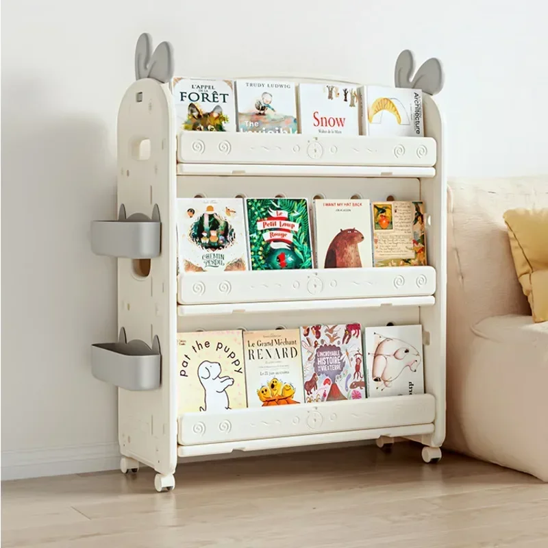 Book Shelf Cartoon Double-sided For Kids Simple Landing Baby Bookshelf Storage Mobile Toy Storage Rack Storage Furniture