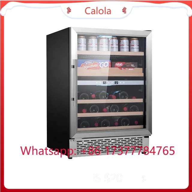 Freestanding Undercounter Wine Cooler 46 Bottles Capacity Tempered Glass Door