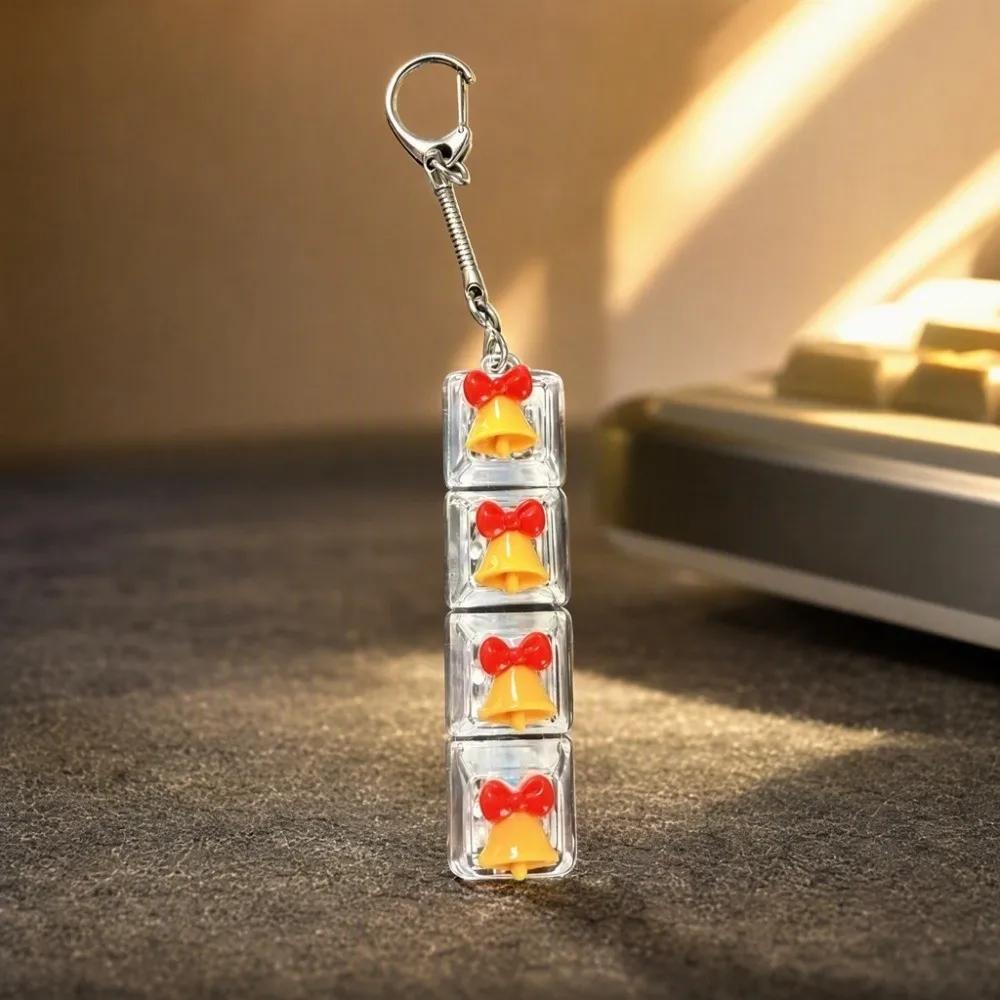 4-Key Decompression Button Cute Glow Design Transparent Dual-Tone Mini Keyboard Pendant Luminous Snowflake Santa Claus