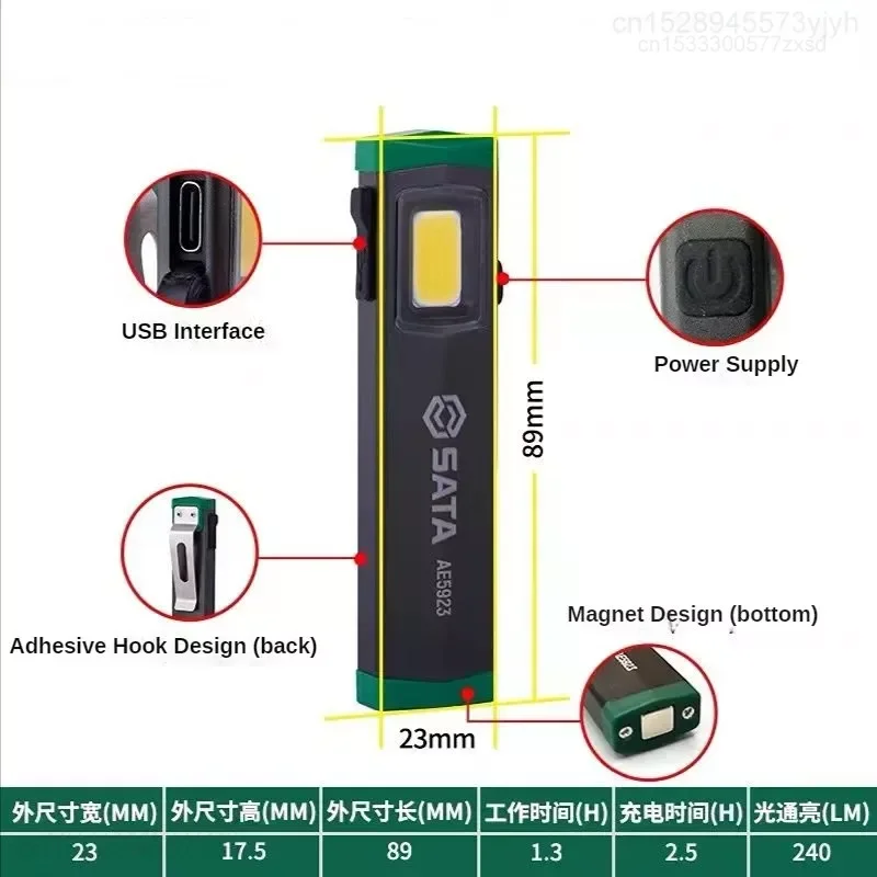 Imagem -05 - Xiaomi-sata Forte Magnética Mini Lâmpada de Trabalho Auto Lâmpada Led de Reparação Carregamento Forte Luz Lanterna de Emergência Lâmpada de Serviço de Carro Novo