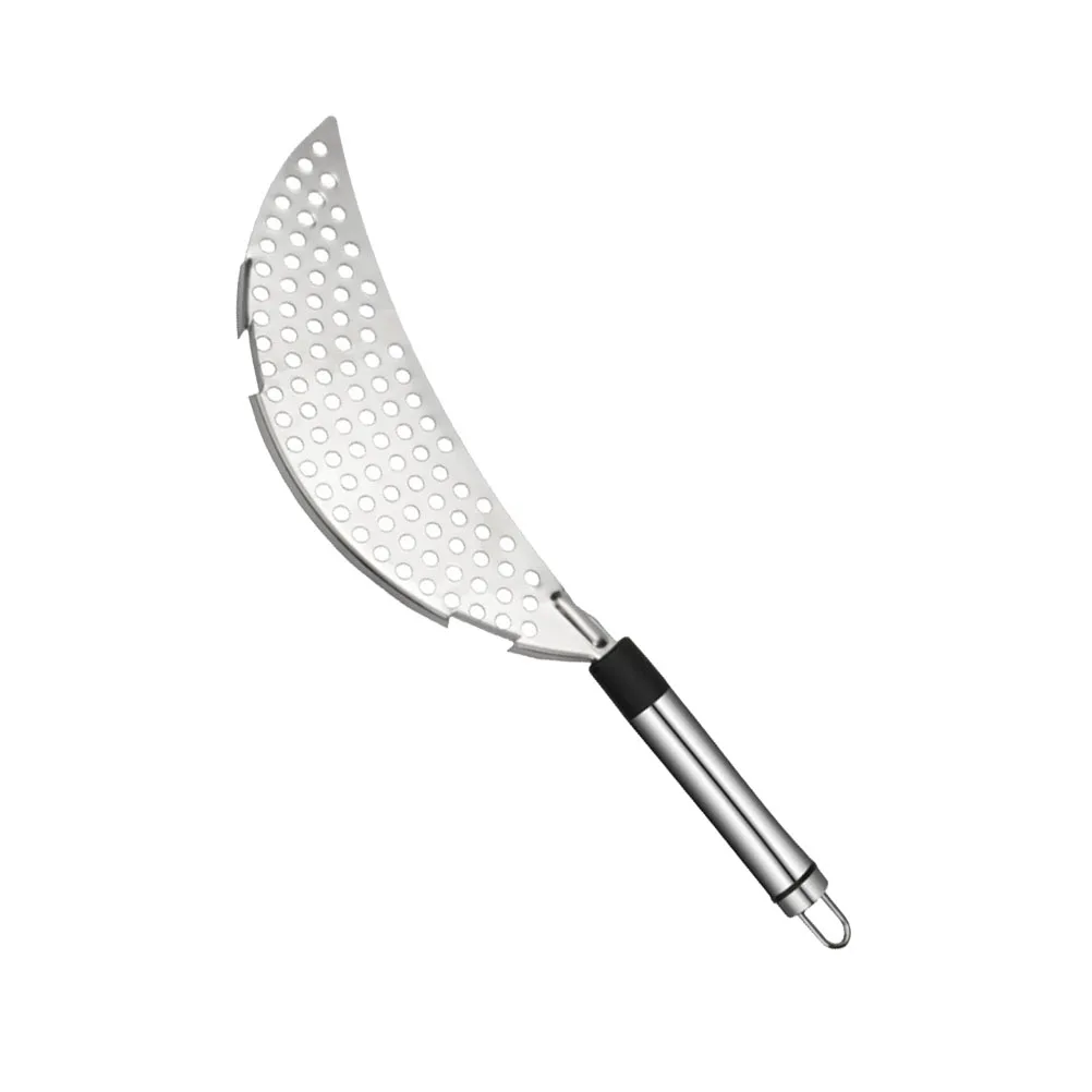 

Stainless Steel Handheld Drainer Fry Pan Fine Mesh Pot Kitchen Tool Non-Directional Handle Liquid Drainage Tool for Home Hotel