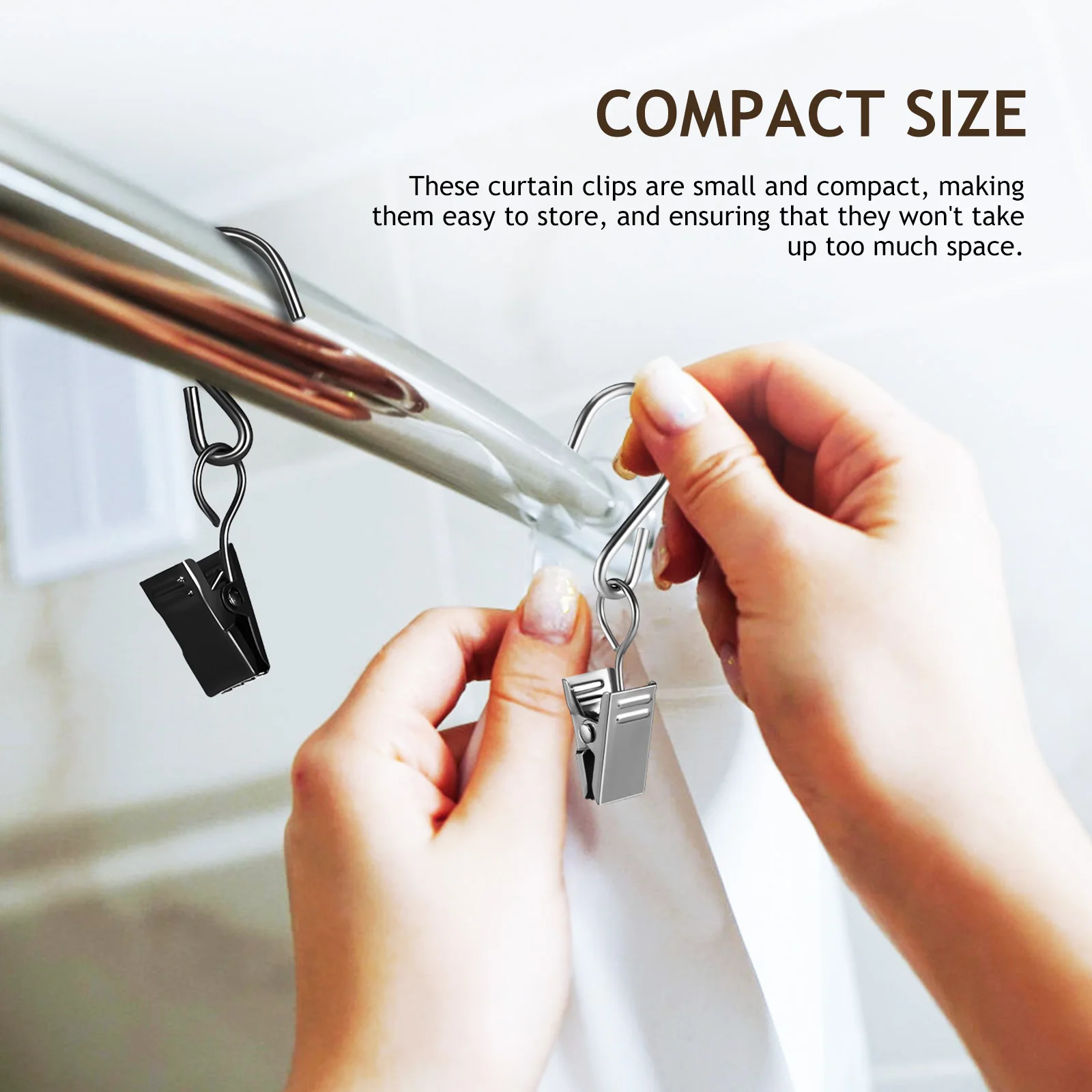 

50 Pcs Drapery Curtain Hook Clip Curtains Rods Fastener Hanging Hooks Iron Pin Clips