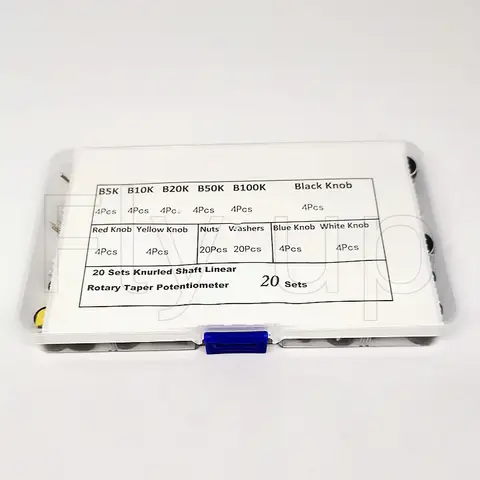 20 set/förpackning WH148 15 mm enkelpotentiometersats B5K/10K/20K/50K/100K med vred och axelmuttrar 10 best sales 10k potentiometer - №3