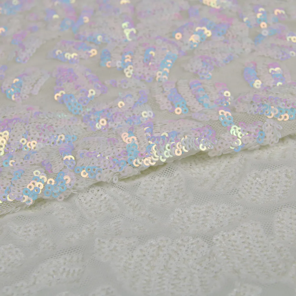 Clothing Designer Fabric Mesh Wedding Dress Embroidered Cloth European Sequined Women's Embroidery Fabrics Geometric Pattern