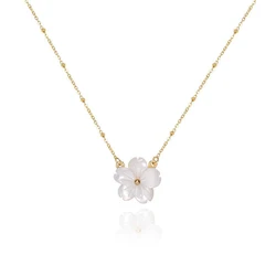 Exquisite White Shell Peach Blossom Aesthetic Flower Necklace 18k Gold Plated Stainless steel Choker Collar Fashion Jewelry Gift
