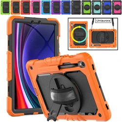 For Samsung Tab S9 FE+ SM-X610 S7+ S8 Plus S10 Ultra SM-X920 SM-X510 T970 Armor Case Rotation Hand Strap Stand Shockproof Cover