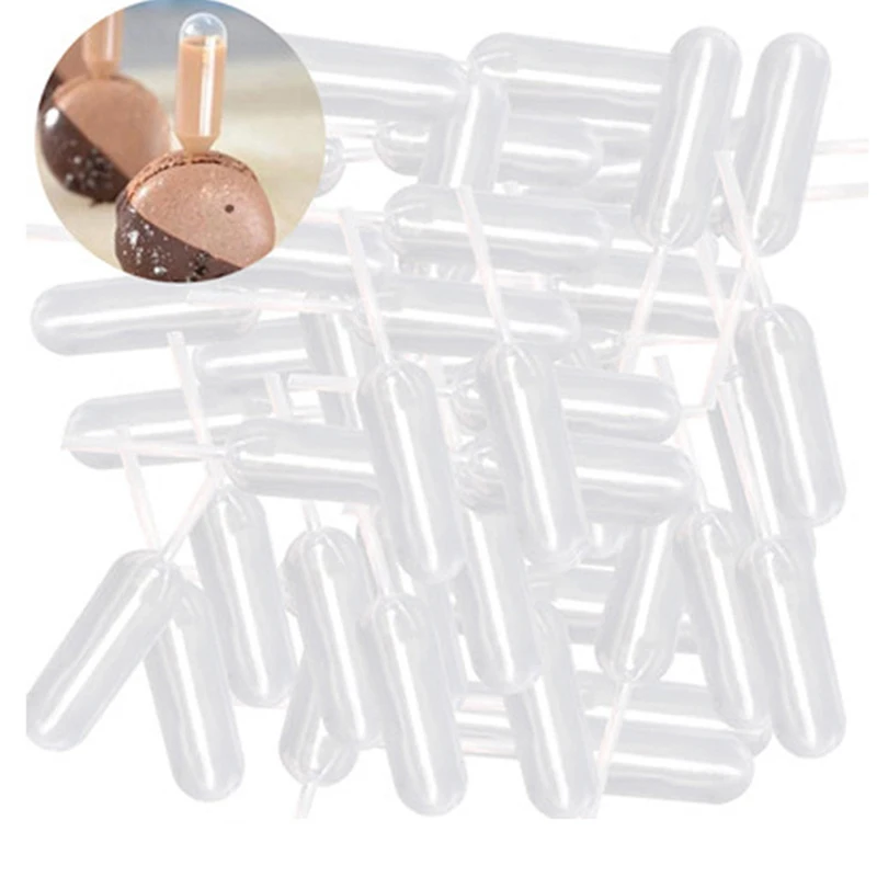 50pcs Mini 4ml Plastic Squeeze Transfer Pipettes Dropper Disposable Pipettes For Strawberry Cupcake Ice Cream