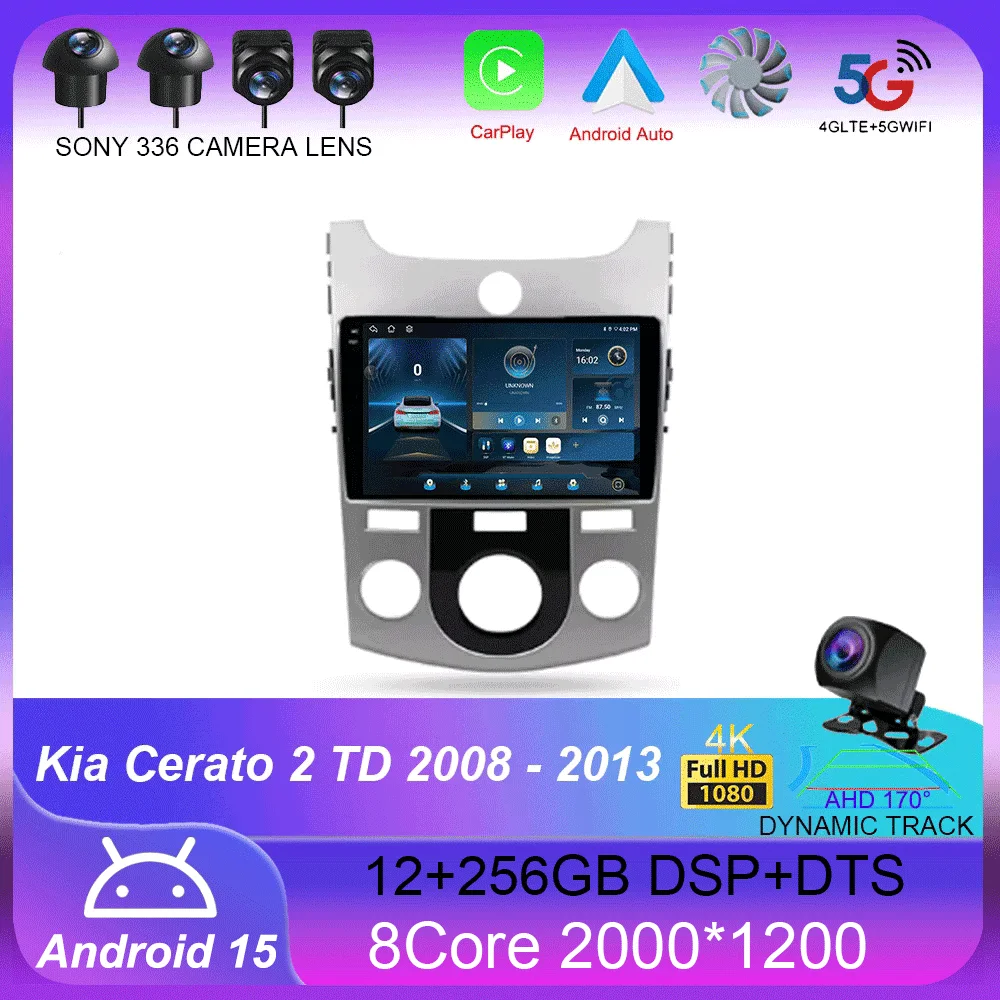 

For Kia Cerato 2 TD 2008 - 2013 Carplay Auto 4G+WIFI GPS Car Radio Navigation Multimedia Video Player Stereo BT Android 15