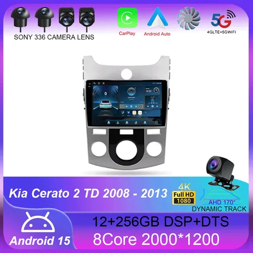 Para Kia Cerato 2 TD 2008 - 2013 Carplay Auto 4G + WIFI GPS Radio de coche navegación reproductor de vídeo Multimedia estéreo BT Android 15