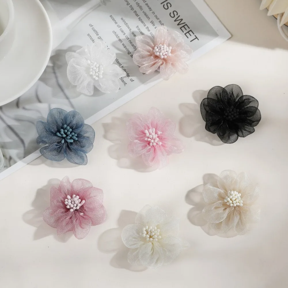 

5pcs 5cm Artificial Flower Glitter Organza Flower Head Diy Wedding Party Marrige Accessories