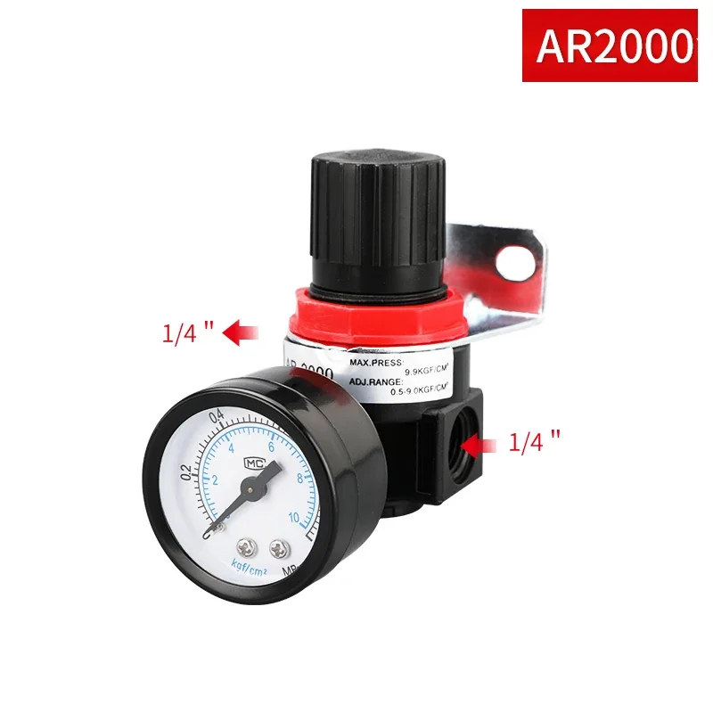 AR2000 AR3000 G1/4 ''6mm 8mm 10mm 12mmair controllo compressore valvola di regolazione limitatrice di pressione con raccordo