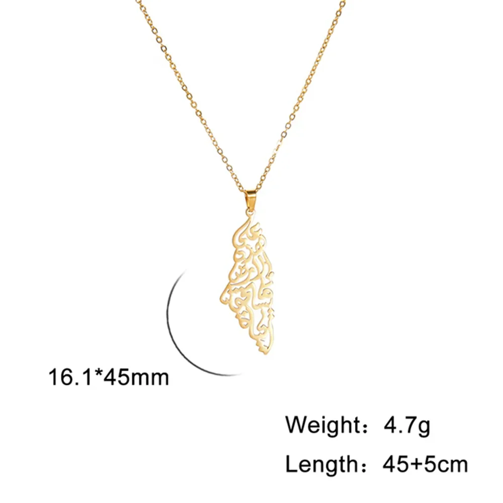 My Shape Palestine Arabic Pendant Necklaces for Women Men Country Geographic Charms Chain Choker Fashion Stainless Steel Jewelry