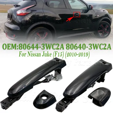 전면 드라이버 외부 도어 핸들 O/S 드라이버 오른쪽 키리스 엔트리 블랙 80644-3WC2A 80640-3WC2A For Nissan Juke 2010-2019