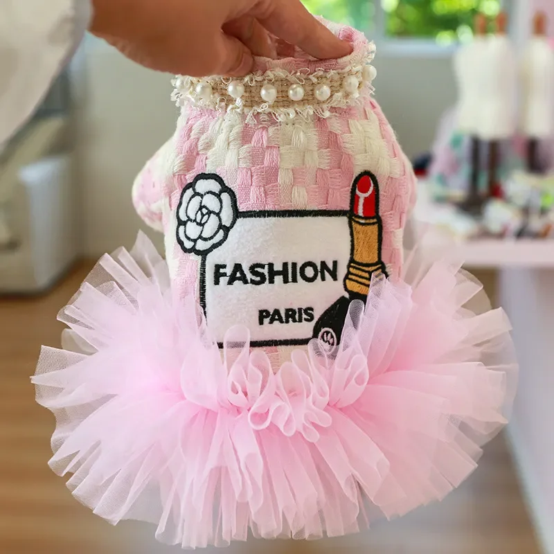 Bg Tutu Star Dog Dresses For Small Dogs Winter Party Pet Costume Cream Lady Female Clothing French Bulldog Wedding Pug