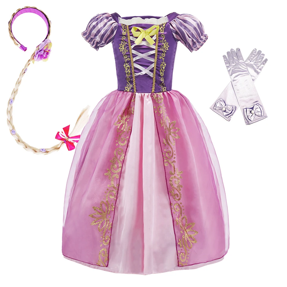 

Children Rapunzel Carnival Clothing Little Girls Princess Cosplay Dresses Summer Flower Vestidos Parties Tango Dance Fancy Gown