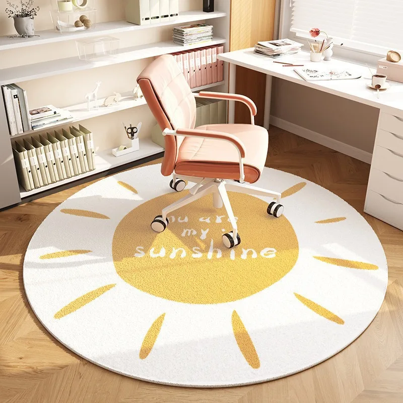 VIKAMA Runder Teppich im InsStyle-Kaschmirimitat, Sessel, Wohnzimmer, Schlafzimmer, Nachttisch, Arbeitszimmer, Lesereich, Bodenmatte, Heimdekoration