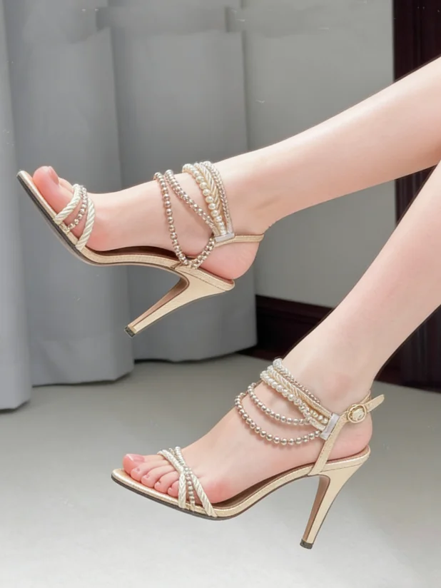 Colorful Hemp Rope Material Summer Sandals Chunky High Heels  New Model Customized Banquet Shoes Handmade Luxury Women's Shoes