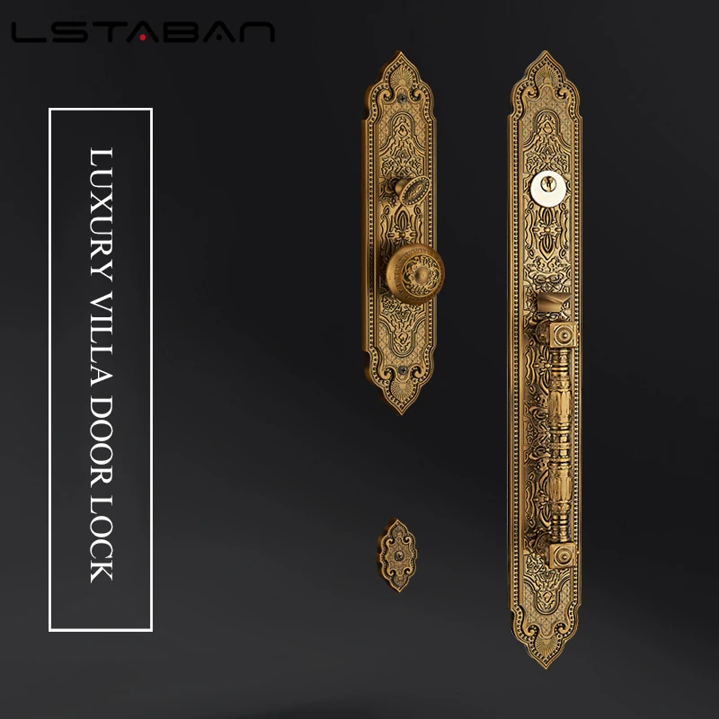 Imagem -03 - Bronze Estilo Europeu de Luxo Vila Fechadura da Porta de Segurança Entrada do Hotel Fechadura da Porta Abertura Dupla Fechadura da Porta Folio Fechadura da Porta de Madeira Maciça
