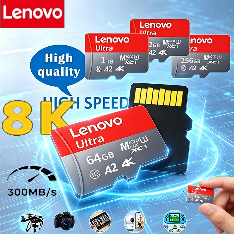 

Lenovo 1030GB High Speed Memory Card Cartao De Memoria 512GB Micro SD Card 256GB Class 10 TF Flash Card For Phone Tablet UAV
