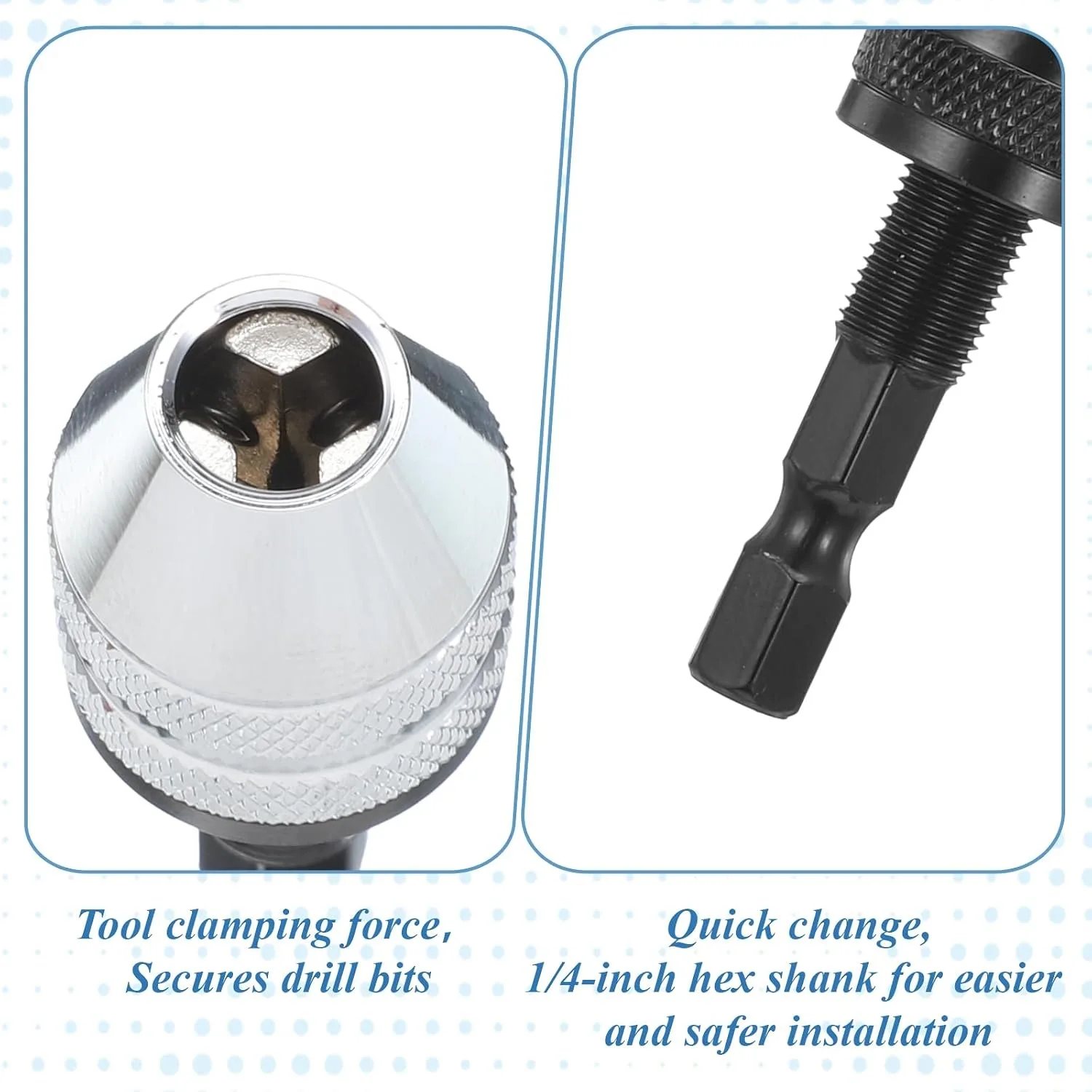 3PCS Drill Bit Adapter 1/4 Hex Shank Keyless Drill Chuck Adapter Small Drills Chuck Extension for Impact Driver Quick Connect view 4