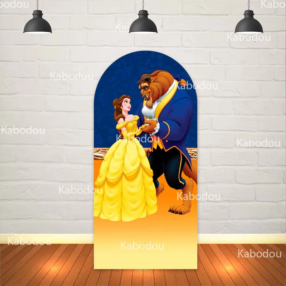 الجمال والوحش قوس خلفية غطاء حفلة عيد ميلاد الأميرة حسناء الديكور استحمام الطفل التصوير خلفية استوديو الدعامة