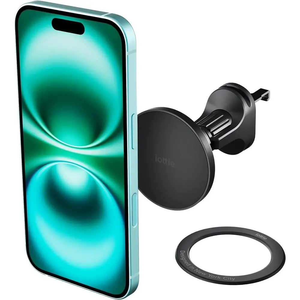 

Magnetic Air Vent Phone Holder with Ring Adapter for Qi-Enabled Smartphones