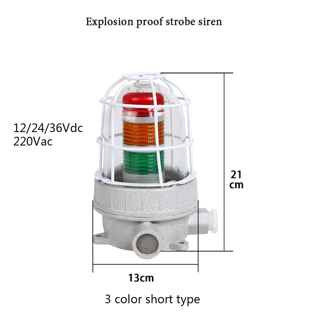 Imagem -04 - Bbj-explosion Proof Strobe Siren Equipamento Falha Lâmpada e Som Luz de Cuidado Color 12 24 220v 1pc