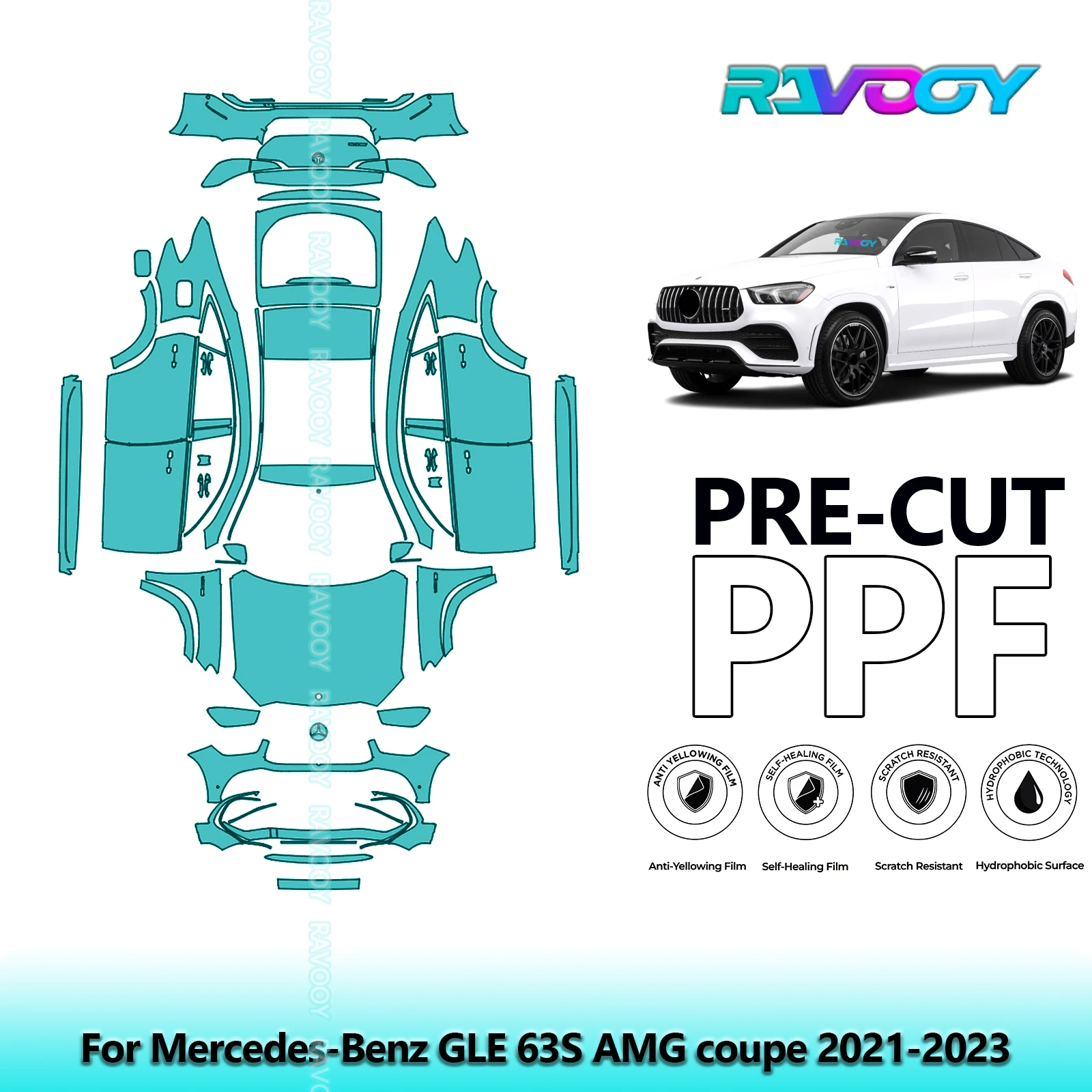 

Full Vehicle Clear Bra Precut PPF Paint Protection Film For Mercedes-Benz GLE 63S AMG coupe 2021-2023
