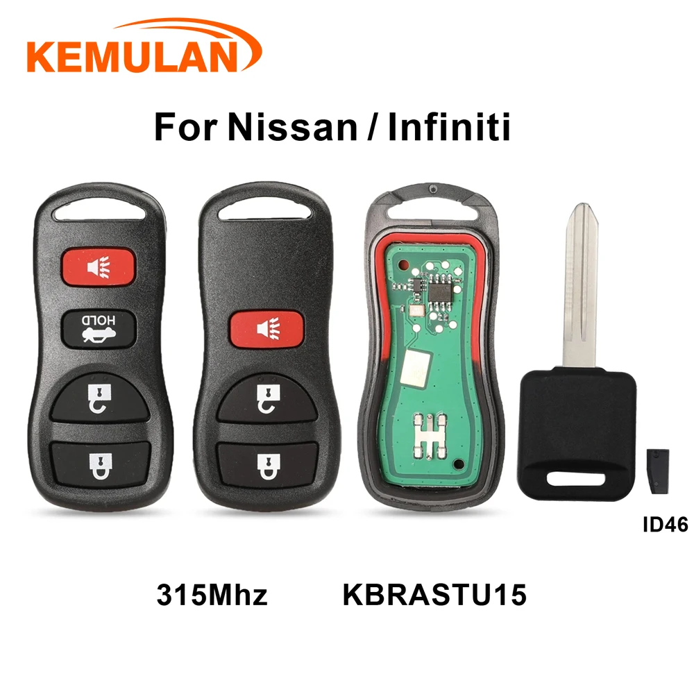 Llave remota de entrada sin llave para coche, 315Mhz, 3/4 botones, para Infiniti Nissan Frontier Murano Armada Pathfinder Versa Altima Maxima Xterra