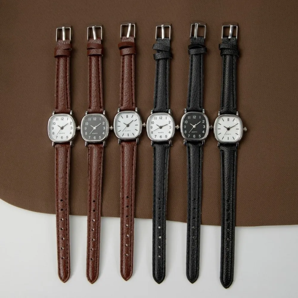 New Quartz Movement Square Wristwatch Leather Strap Arabic Numeral Dial Ladies Wristwatch Quartz Watch Daily Outfits