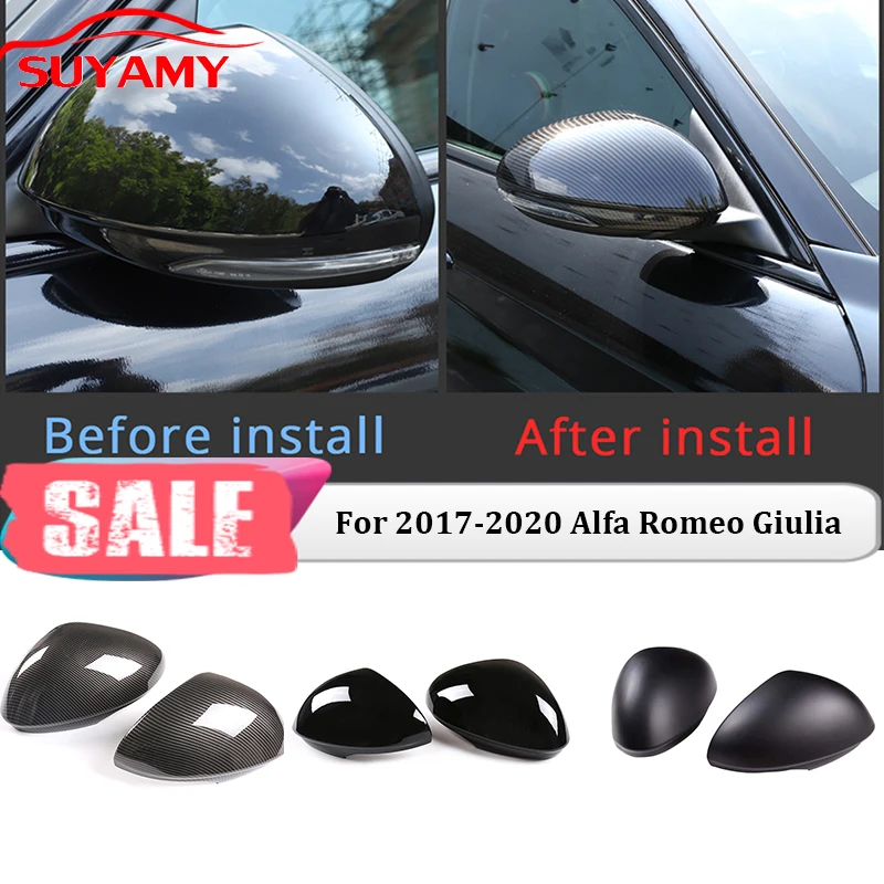 For 2017-2020 Alfa Romeo Giulia Car Side Door External Rearview Mirror Cap Decoration Cover Trim Sticker Car Accessories