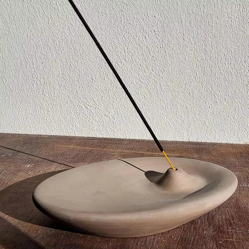 Wood Holder Incense Holder Cement Incense Tray Decorative Relaxation Meditation Container Tray Yoga Home Decor Gifts