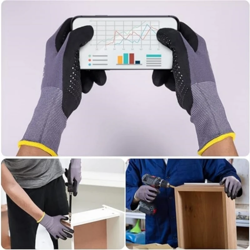 Micro-Foam Safety Work Gloves Nylon Nitrile Coated Non-Slip Grip Seamless Knit Protective Gloves for Mechanic Auto Repair Gloves - view 4