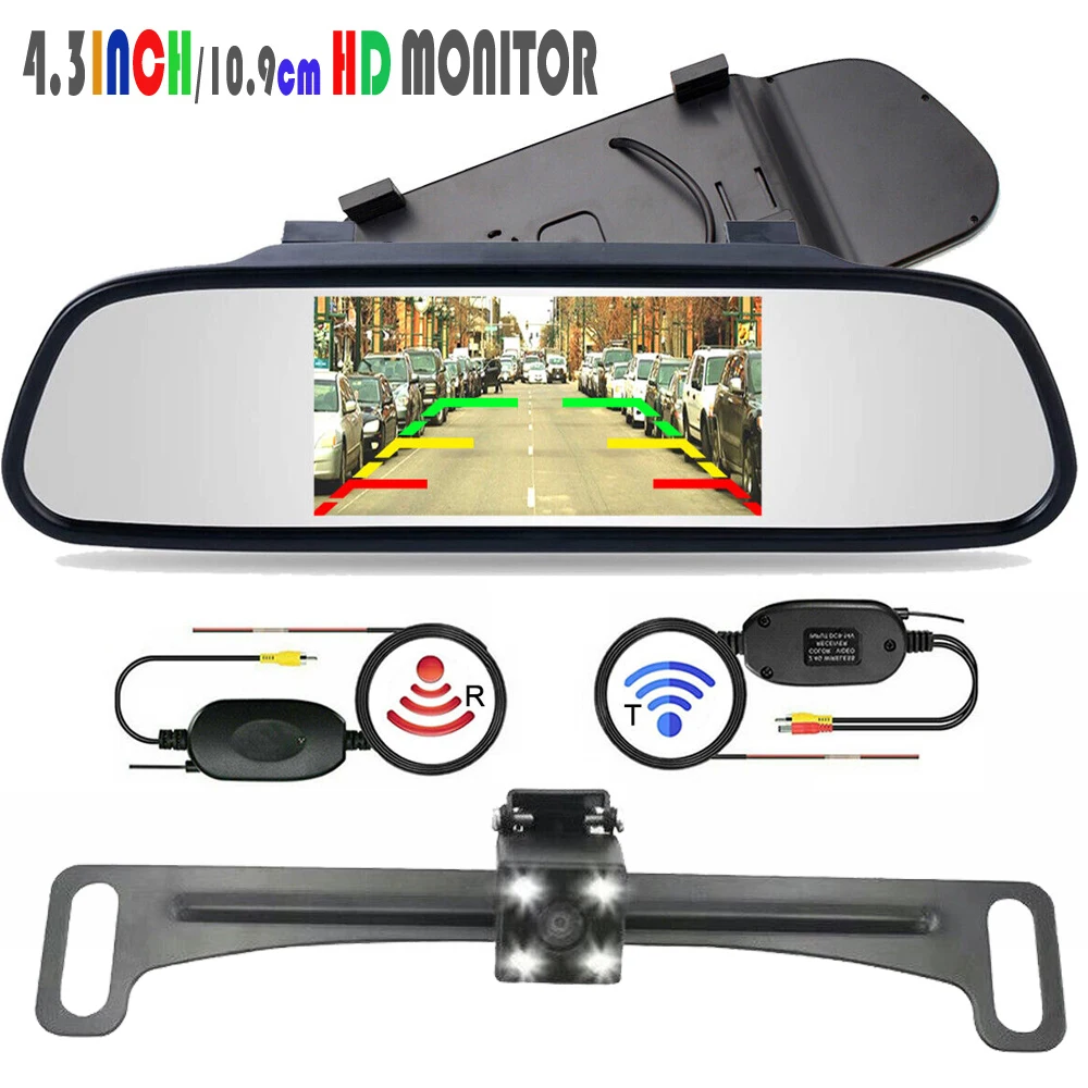 

Wireless Car Rearview Camera With Mirror Monitor For Vehicle Parking Mirror Camera Hd Reverse Camera With 4.3-Inch Screen