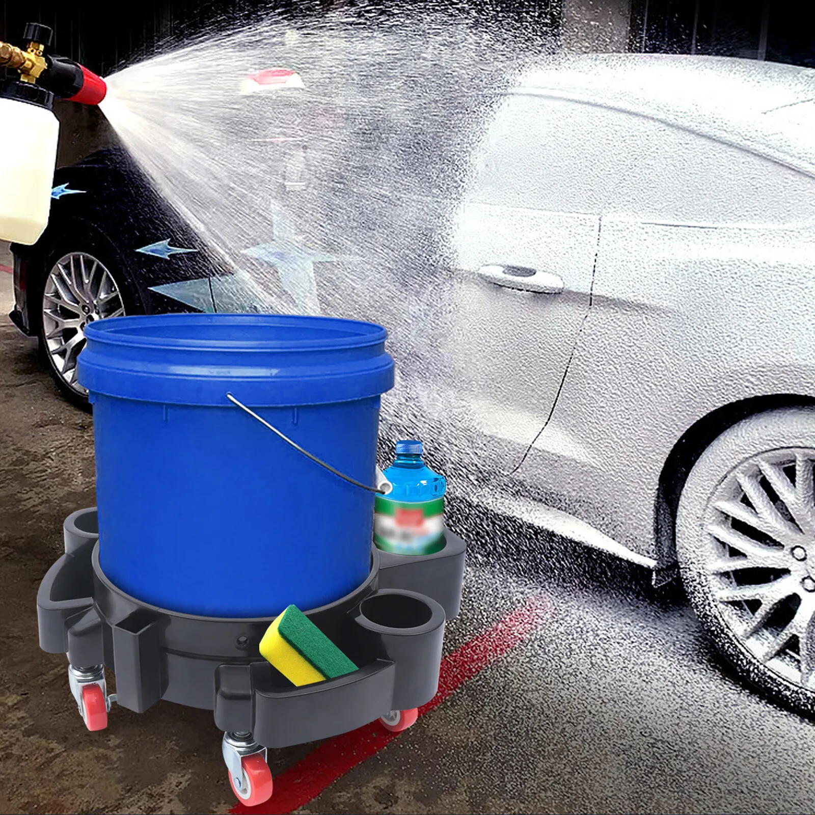 

Auto repair tools, multi-purpose trailer wash tray, Mobile bucket stand with 360° swivel casters, Load capacity: 100–150 kg